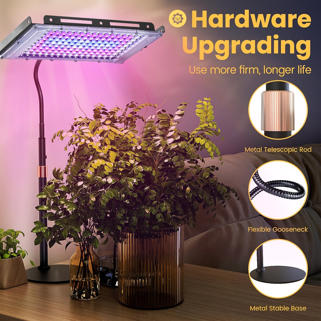 Desktop Indoor Plant Grow Light, 144 LED Full Spectrum Grow Lamp, Large Size Adjustable Height Flexible Gooseneck Plant Light