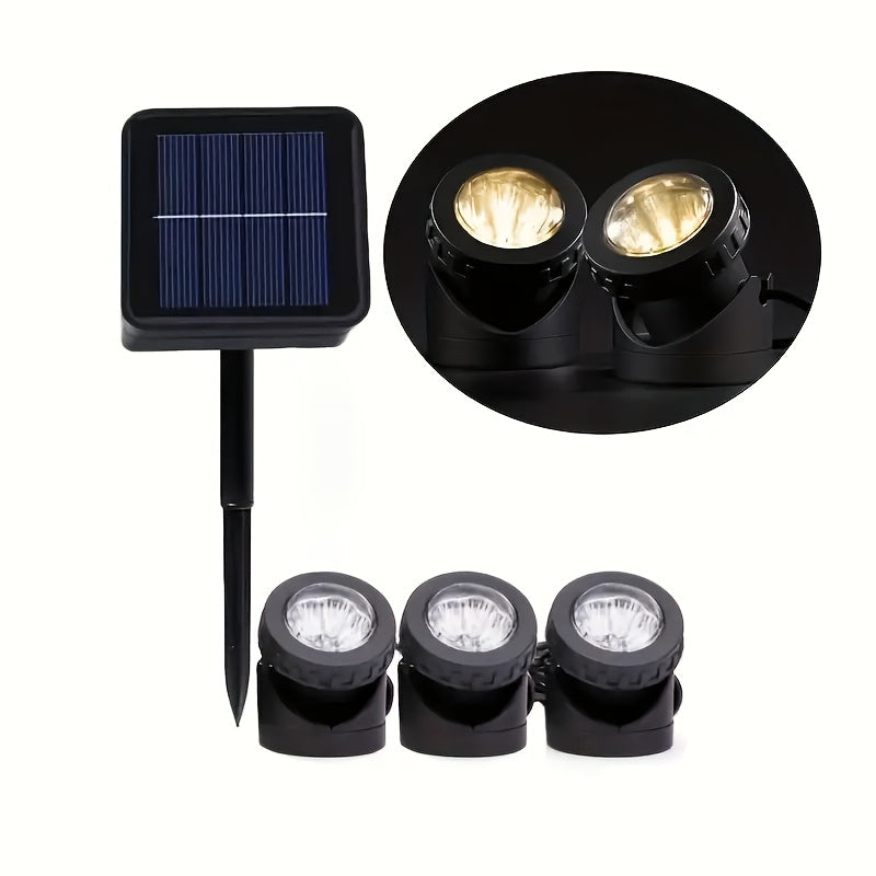 Solar pond spotlight, IP65 rated LED solar underwater light, submarine-style landscape spot light, outdoor courtyard garden fountain pond safety lighting (1-pack/2-pack/3-pack)