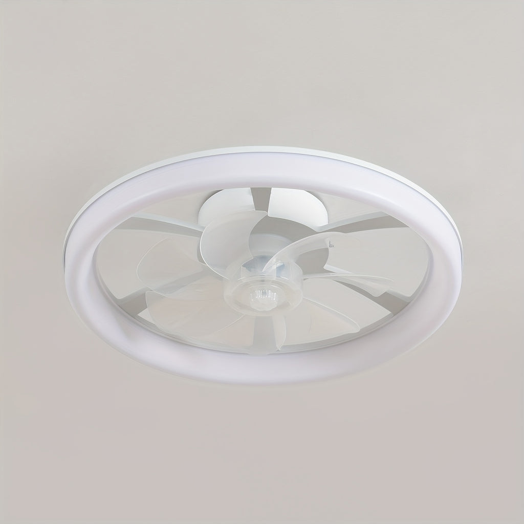 1PC Ceiling Fan with Light, 44.5cm/17.51 Inch LED Fan Light Kit, Compact Ceiling Fan with Remote Control, White Low Profile Ceiling Fan, 6 Speed Levels Smart Dimmable, Suitable for Living Room Bedroom Attic Kitchen Laundry Room Dining Room