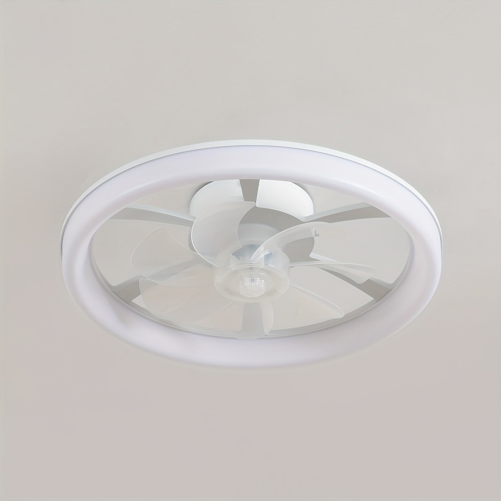 1PC Ceiling Fan with Light, 44.5cm/17.51 Inch LED Fan Light Kit, Compact Ceiling Fan with Remote Control, White Low Profile Ceiling Fan, 6 Speed Levels Smart Dimmable, Suitable for Living Room Bedroom Attic Kitchen Laundry Room Dining Room