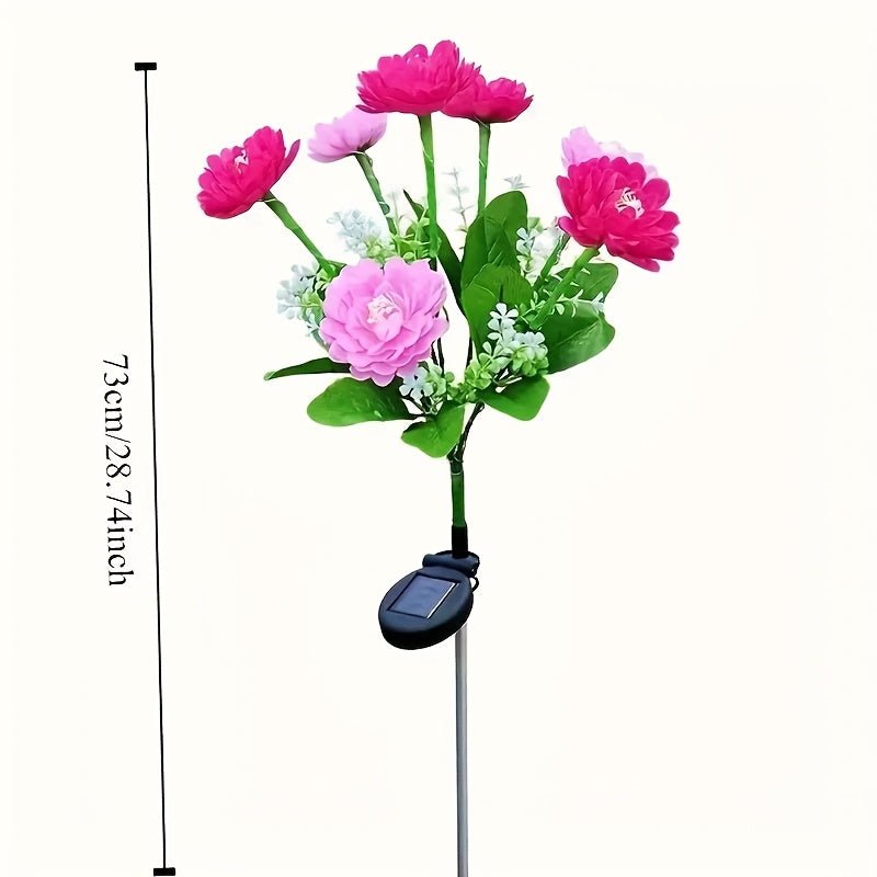 Solar 7-Head Lotus Shape Snowscape New Rural Plant Flower Light, Ground Insert Courtyard Atmosphere Lamp, Gift Light