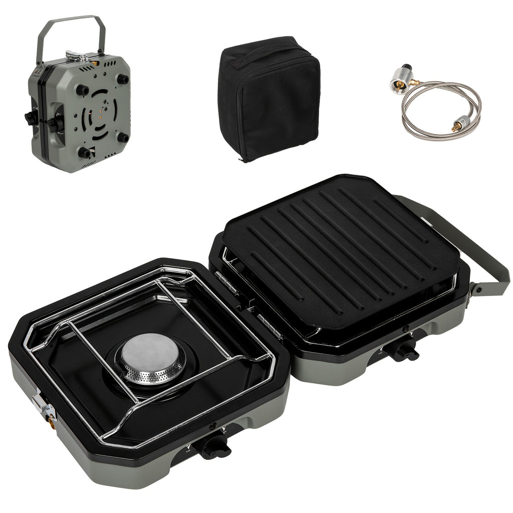 Portable Foldable Camping Stove, Lightweight Butane Gas Burner with Adjustable Flame Control, Compact Outdoor Stove for Hiking, Backpacking, Picnic & Camping Cooking