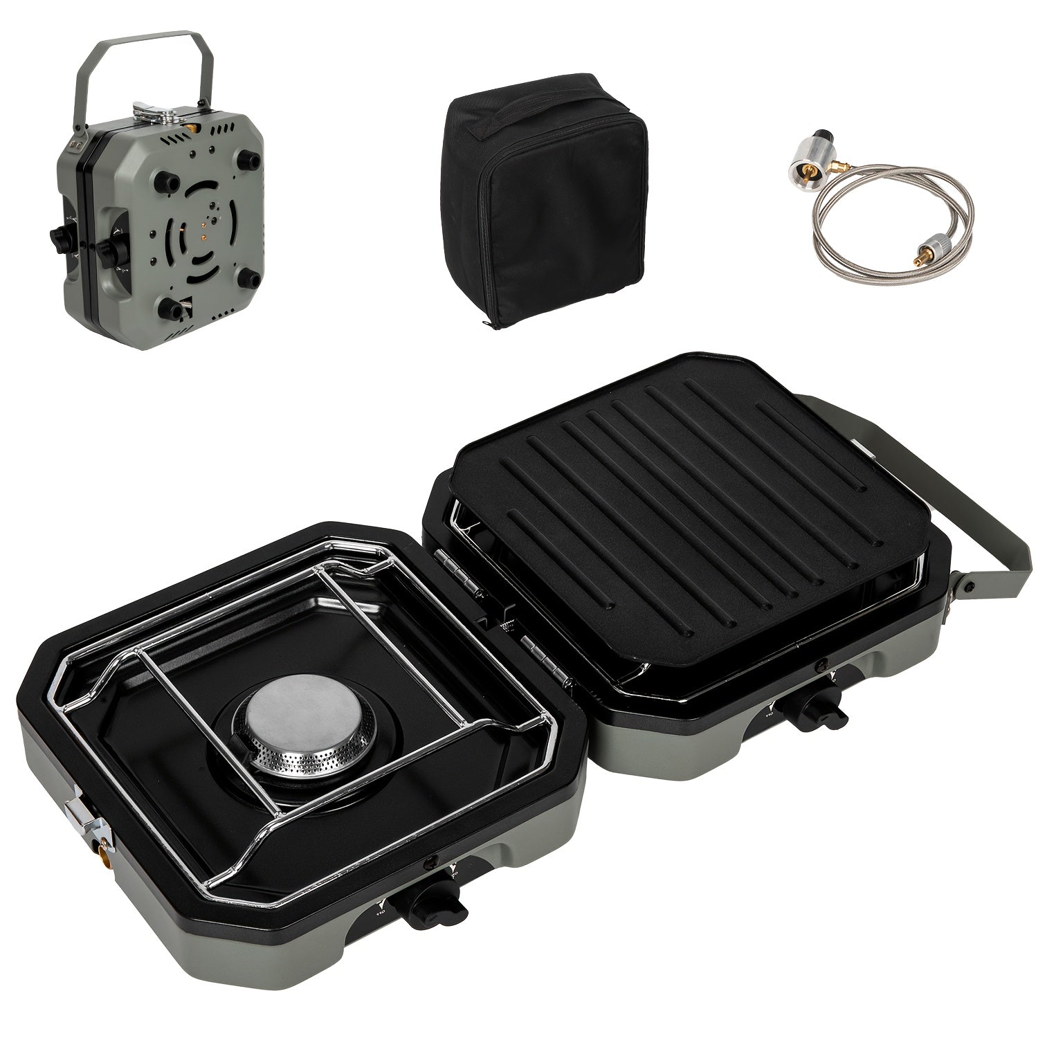 Portable Foldable Camping Stove, Lightweight Butane Gas Burner with Adjustable Flame Control, Compact Outdoor Stove for Hiking, Backpacking, Picnic & Camping Cooking