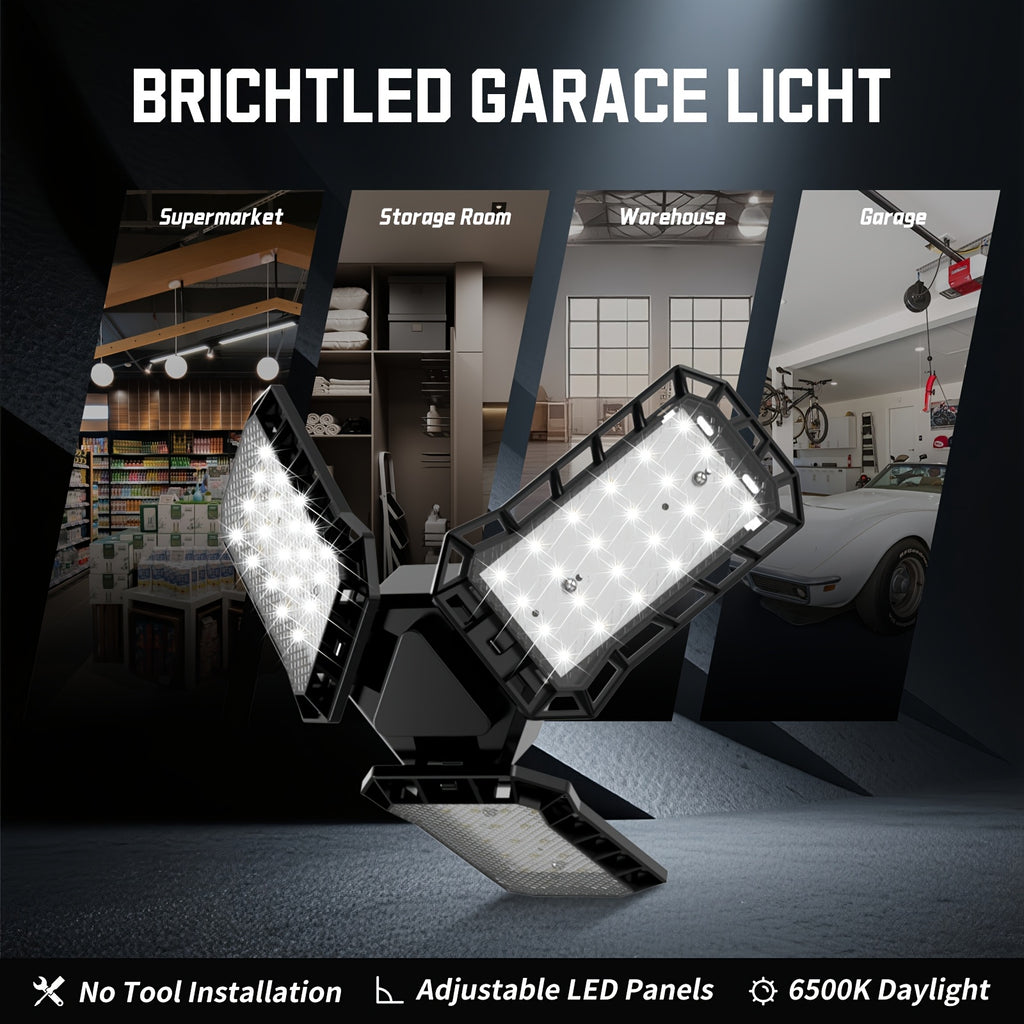 4000 lumen three-leaf adjustable LED light, high-brightness garage light, wide-angle illumination, E26/E27 universal, quick installation, high-quality plastic heat dissipation, suitable for garages, supermarkets, gyms and other scenes