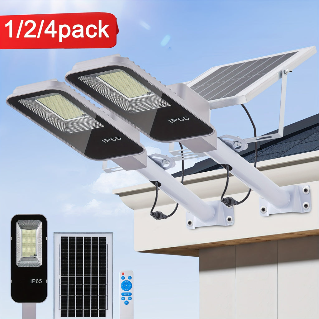 Solar LED Street Light, 1/2/4 Pack 6500K Dimmable Waterproof LED Solar Wall Light, 6000mAh LED Street Light with Remote Control, Motion Sensor, 357 High-Brightness LED Beads Outdoor Solar Street Light, Perfect for Courtyards, Walls