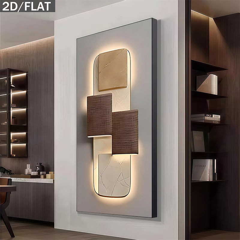[2D Flat] Wall Décor 1-Piece Large Frameless Canvas Wall Light with Textured Panel and Soft Glow Effect – Modern Large Size Panel Suitable for Large Area Wall Coverage, Soft Ambient Lighting for Bedroom