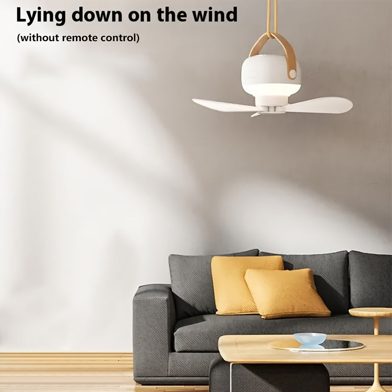 Multifunctional USB Fan Light, Dimmable Outdoor Camping Light, 3 Blades Design, 3 Speed Levels, Dual Use as Hanging & Desktop Lamp for Bedroom Living Room Kitchen Outdoor Tent