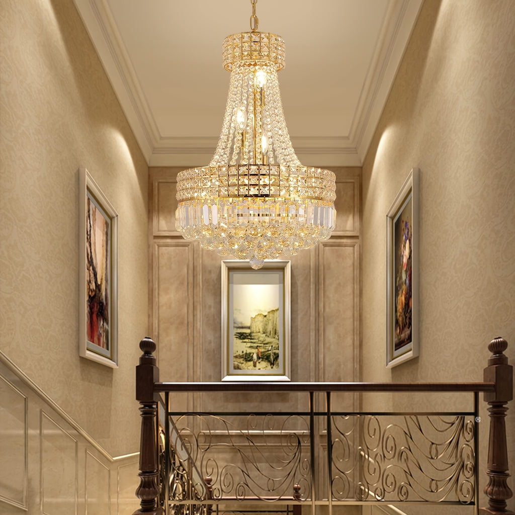 1 piece modern empire crystal chandelier, natural copper finish luxury chandelier for living room, dining room, bedroom, staircase, foyer, hallway