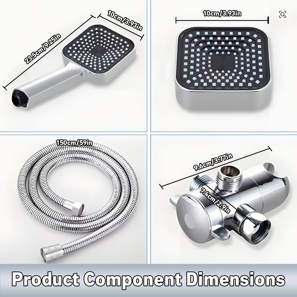 2-in-1 Handheld Shower with Extended Hose (High Pressure Rain Shower System) | Heavy Duty ABS Wall Mount Shower Set with T-Diverter Valve, Polished Finish, Full Body Coverage, Quick Installation (No Electricity) – Modern Bathroom Upgrade