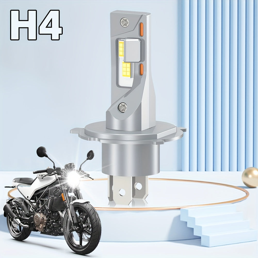 1pc KINGSOFE H4 LED Motorcycle/Car Headlight Bulb - Super Bright 30000 Lumens 6500K Cool White High/Low Beam Integrated with Cooling Fan, Plug-and-Play All-in-One Headlight, Suitable for Motorcycles, ATVs, Trucks, Scooters, Utility Vehicles