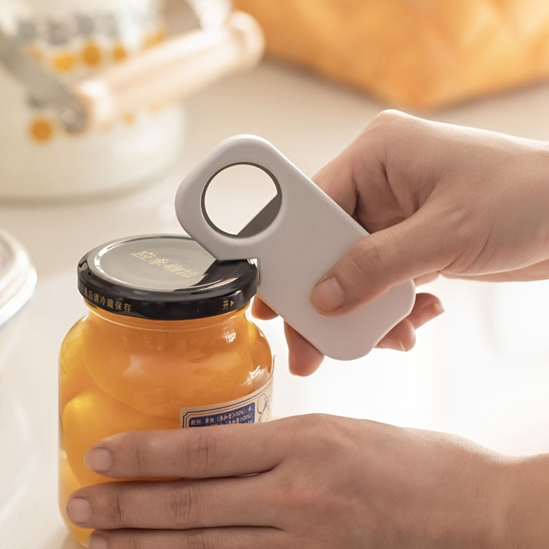 Stainless Steel Bottle Opener - 3-in-1 Jar Lid Opener Tool, Household Kitchen Can & Beer Bottle Cap Opener, Non-Slip & Effort-Saving