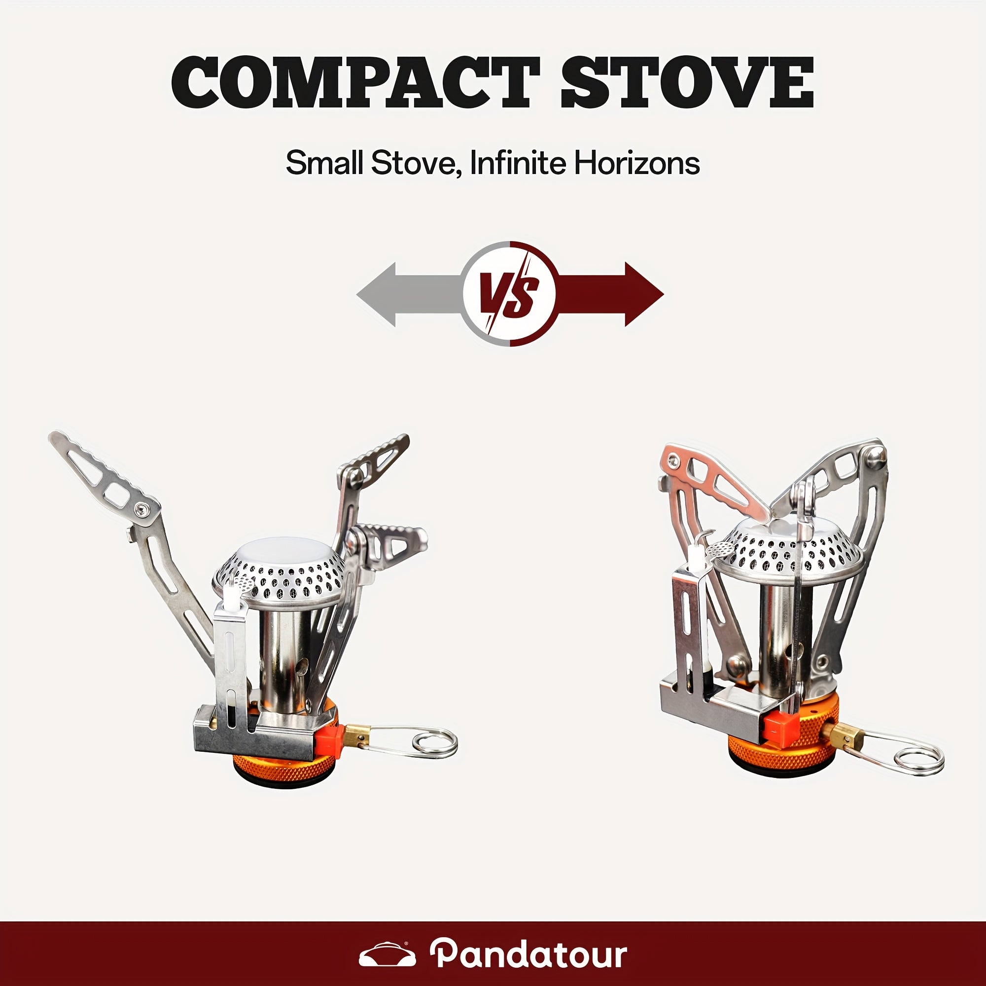 Pandatour Compact Stainless Steel Folding Stove - Portable Mini Gas Stove with Piezo Ignition, Ideal for Hiking, Camping, Picnic and Fishing | Lightweight, Durable & Easy-to-Use Outdoor Cooking Solution, Camping Stove