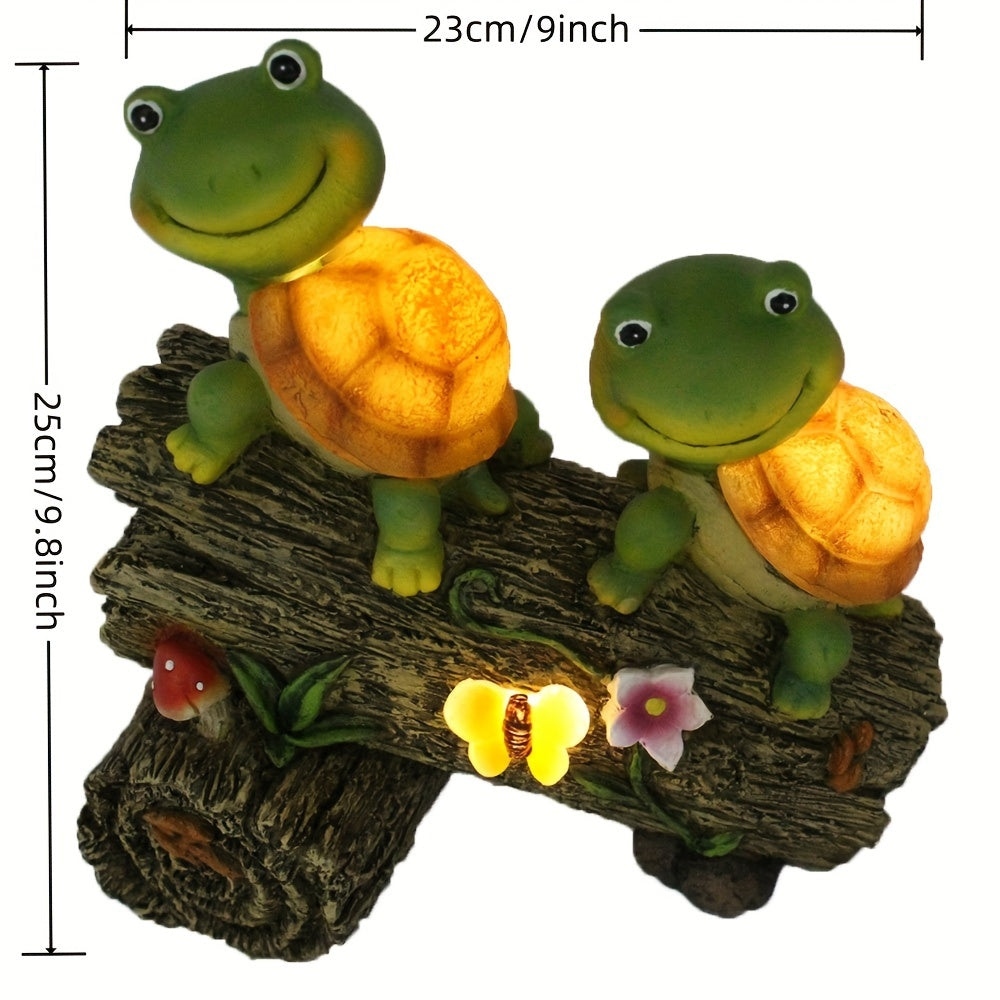 Solar Turtle Garden Statue with LED Light, Resin Animal Sculpture, Energy-Saving Outdoor Decoration, Suitable for Patio, Balcony, Courtyard and Lawn, Perfect as a Housewarming Gift, Light Sensor Control, 600mAh Nickel Battery