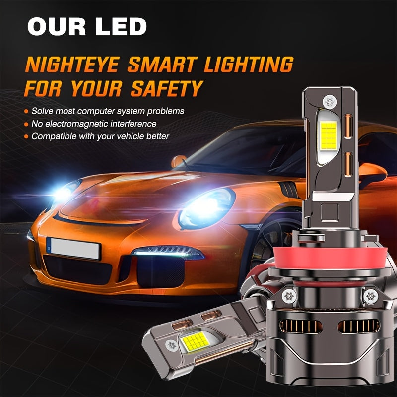 2-Pack, H4/9003/HB2 H7/H18 9005/HB3 9006/HB4 H11 H1 9012/HIR2 Headlight LED Car Headlights, Super Bright, Canbus External Driver, High Lumen Bulbs 58000LM, Lifespan Up to 60,000 Hours, Fast Cooling Fan, QY030, No Battery Included