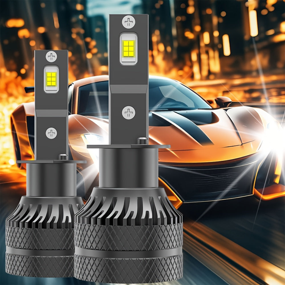 2-Pack H7 LED Headlight Bulbs, Super Bright 6500K White Light, 24750 Lumens, Compatible with H1, H4, H7, H11, HB3, 9005, HB4, 9006, HIR2, 9012, 600% Brightness Increase, 12 LED Chips, for Motor Vehicles - B0045, No Battery Included