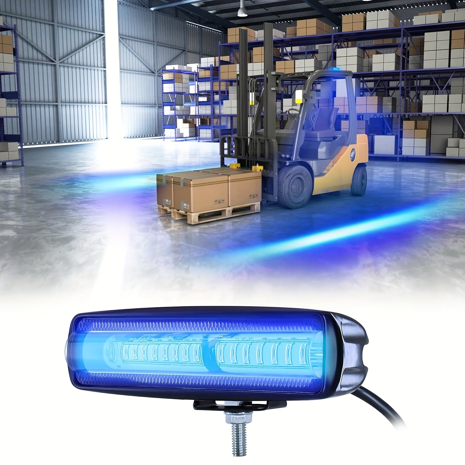 1/2-Pack LED Forklift Safety Area Light Bar, Linear LED Straight Line Light, Bracket Mounted, Wide Voltage Hardwired Available, Red Yellow Blue Optional