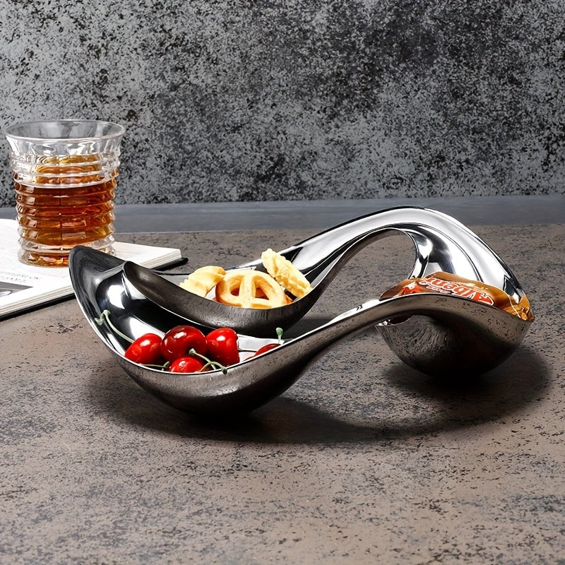 1 High-Quality Silver Stainless Steel Candy Dish, Suitable for Kitchen, Living Room, Dining Room as Appetizer Tray, Snack Bowl, Multi-Functional Snack Tray for Nuts, Candy, Salad, Fruit, Snacks