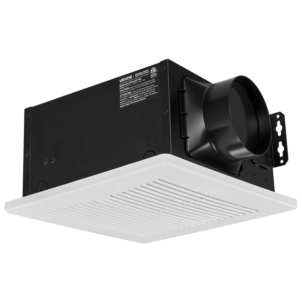 VEVOR Bathroom Exhaust Fan, 80 CFM Bathroom Ventilation, Low Noise, High-Quality Motor Ceiling Fan, Standard 4-Inch Duct Interface, Suitable for Laundry Rooms, Storage Rooms, Home Ventilation, White