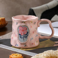 Dreamy Flower Cluster Handmade Ceramic Cup – Exquisite Water Cup with Artistic Design, Ideal Gift for Breakfast or Coffee