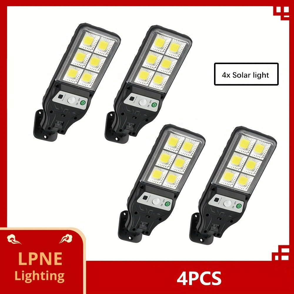 1/2/4 Pack Solar Street Light with Motion Sensor, Designed for Wall Mounting, Suitable for Commercial Streets and Area Lighting, Outdoor 6 COB LED Solar Light with 3 Lighting Modes, Perfect for Floodlighting