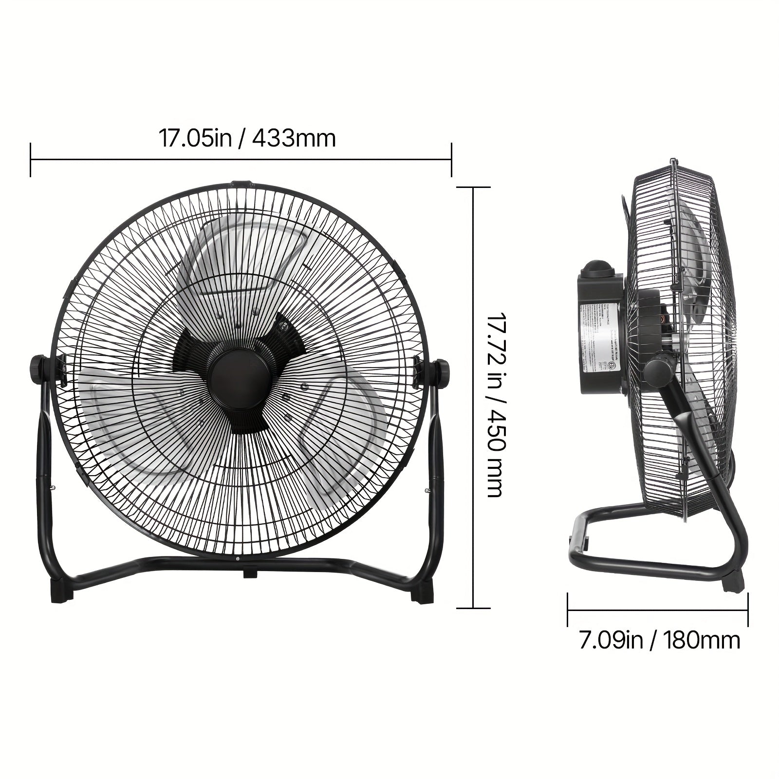 Industrial Floor Fan, Regular Grill, 14/18/20inch, 1/2 Pack, US Plug, 110V