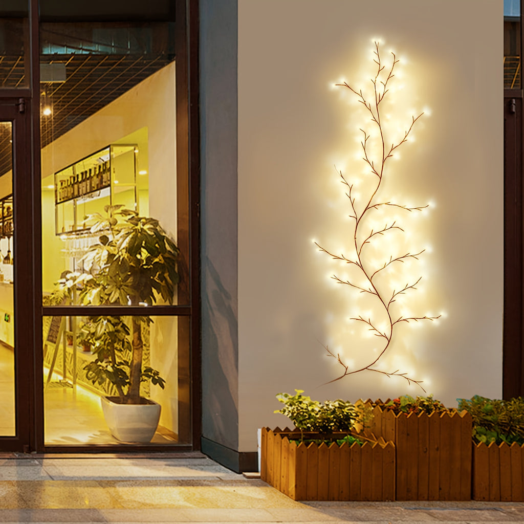 1-Piece, Solar Magic Wicker Light, Home Decoration, Flexible Lighted Branches, Indoor and Outdoor Wall Decoration, Lighted Wicker 1.8M/5.9Ft 96 LED Beads, Bedroom Aesthetic Living Room Decoration (Battery Included)