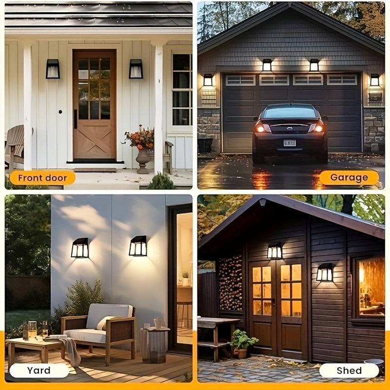 2/4pcs Courtyard Solar Light, IP44 Waterproof Outdoor Wall Light, LED Filament Bulb, Garden Villa Night Light, Perfect for Deck, Fence, Porch, Garden Lighting