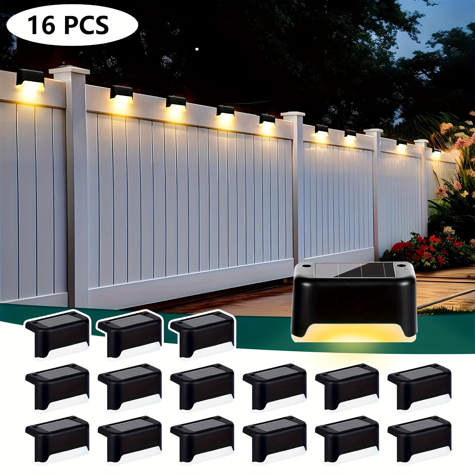 32/16/8/4 Pack Solar Outdoor Courtyard Light - Waterproof LED Warm White Landscape Lighting, Durable Matte Metal Finish, Auto On/Off Solar Light, Perfect for Stairs, Steps, Fences, Courtyards and Pathways, Sturdy Structure