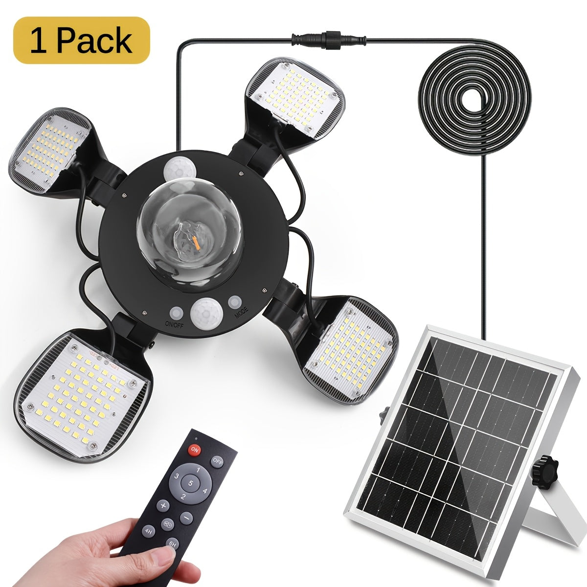 Four-Leaf Pendant Light, 192 LED Solar Pendant Light, Outdoor Patio Gazebo Hanging Light, Solar Garage Barn Pendant Light