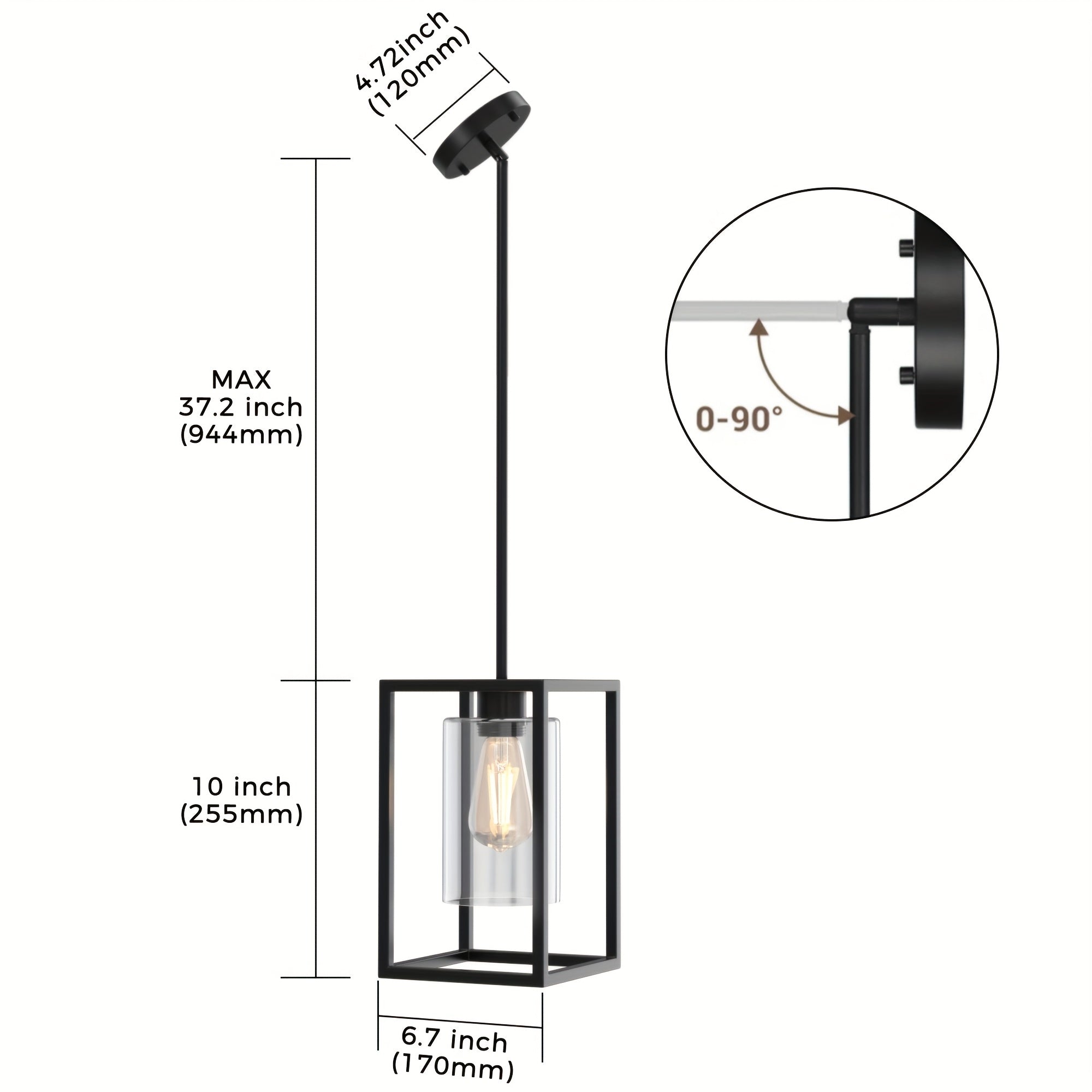 Vintage black industrial pendant light - single-head clear glass shade, durable metal construction, semi-flush mount kitchen dining room café home decoration, E26 bulb base (bulb not included), ambiance ceiling light | pendant light for dining room