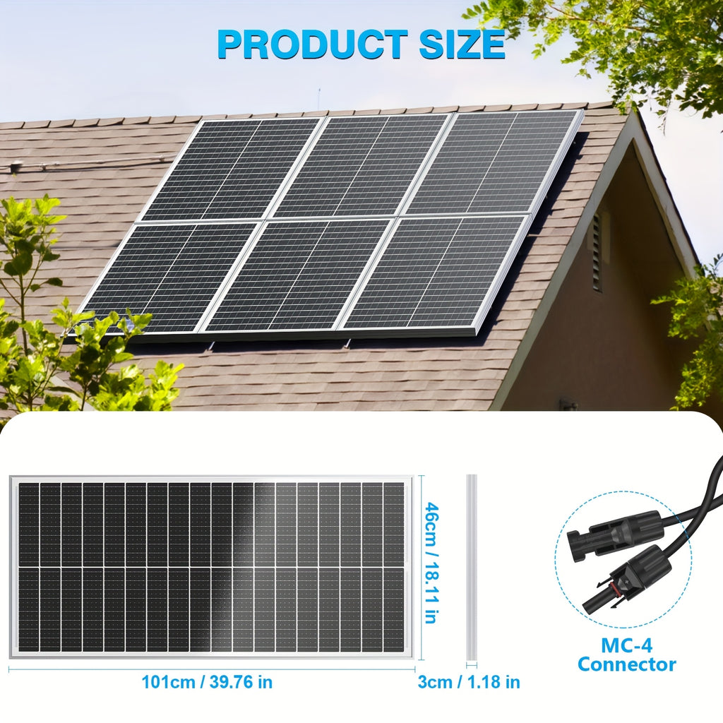 WERCHTAY 100W 太陽能板 12V 單晶硅技術 18BB 細胞 24% 高效率太陽能模組電源充電器，適用於露營車電池、船用、屋頂、農場、家庭、露營、車隊，離網系統
