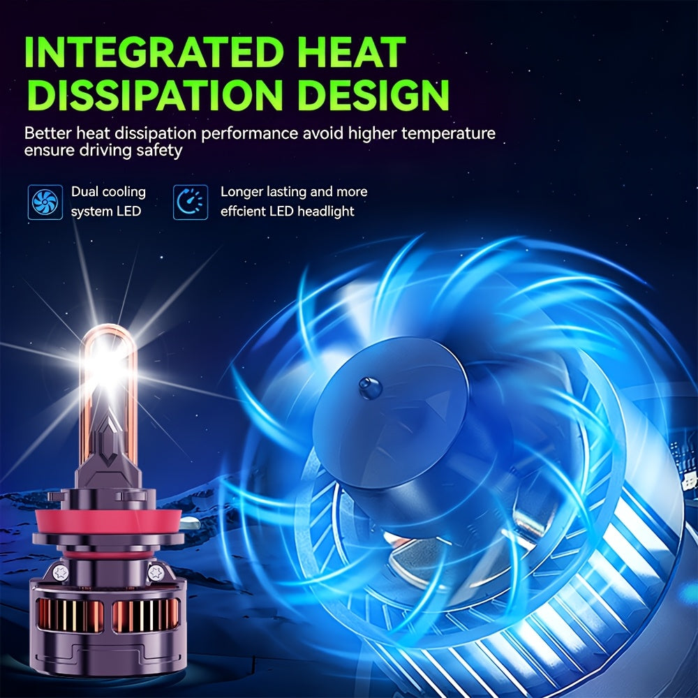 2PCS-LED Car Lights - 9012/9006/9005, H11/H7/H4/H1 - 55000LM, 300W High/Low Beam, 7500K Cool White Light, 12-24V Spotlight, No Battery Needed, Improves Night Driving Safety, External Driver Included
