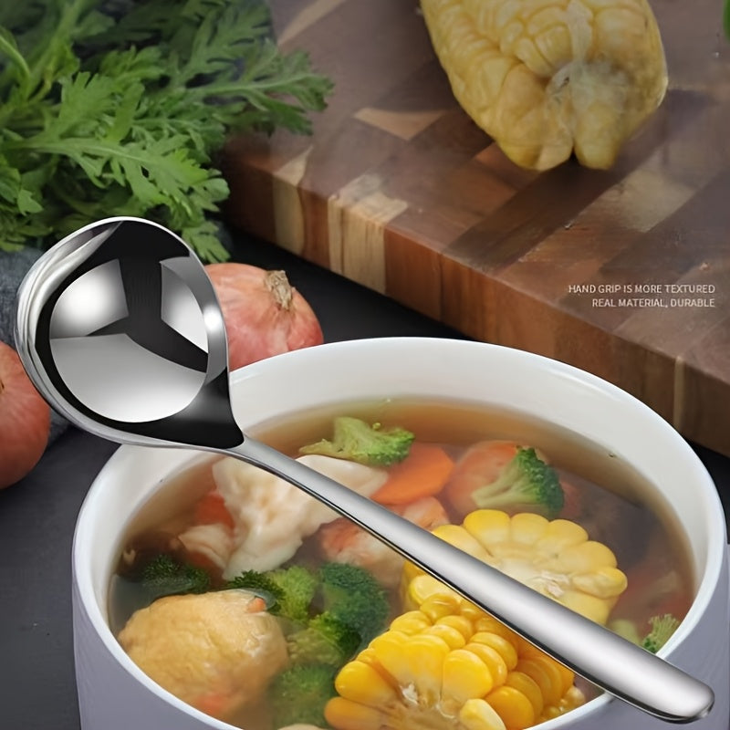 4-Piece Elegant Stainless Steel Soup Spoon Set – Long Handle, Durable & Multi-Purpose – Perfect for Hot Pot, Congee – Ideal Choice for Home, Restaurant & Food Trucks