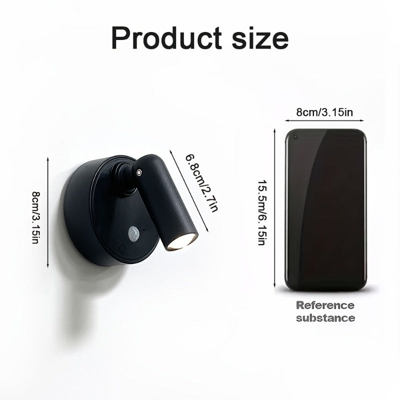 Magnetic rechargeable wall light available in black and white, modern stylish lamp, home decor, suitable for display cabinets, makeup tables, fitting rooms, bedrooms, sleep aid, creating a warm atmosphere.