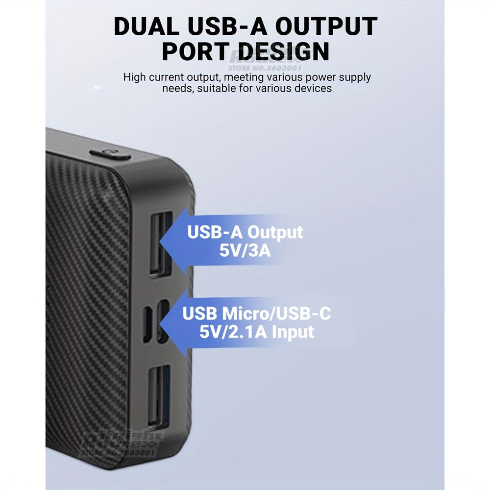 Ultra-Compact 10000mAh USB 5V/3A Power Bank with Dual USB-A Ports - Fast Charge External Battery Pack for Smartphones, Tablets & Heated Apparel Hoodies & Pants, Heated Jackets & Vests, Cooling Vests, Air Conditioning Clothes, Fan Vest Jackets