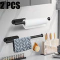 2-Pack No-Drill Adhesive Tissue Holder - Strong Sticky Waterproof & Moisture-Proof Paper Towel Holder for Bathroom & Kitchen, Reusable Home Storage Shelf