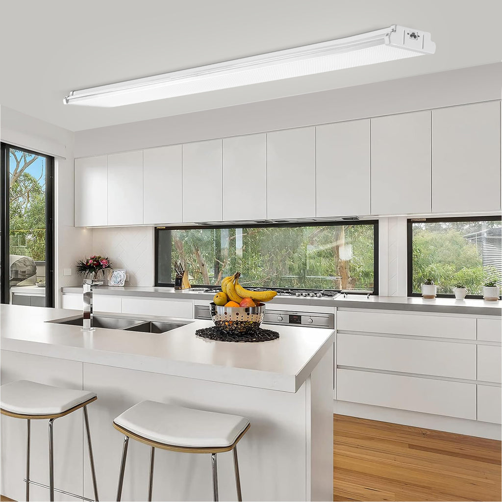 VEVOR 4/8 ft LED wrap light, 50W, 5500LM recessed LED shop light, 4-pack 6500K daylight LED kitchen ceiling light fixture, suitable for garage, office, laundry room fluorescent light replacement, FCC certified