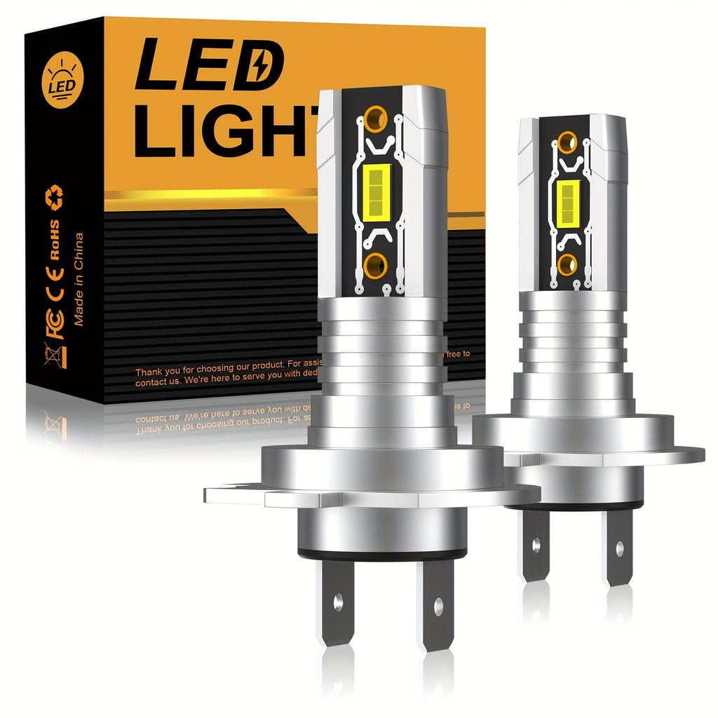 2颗H7 LED头灯Canbus 5530晶片头灯18000LM 60W 6500K白色超亮LED头灯，即插即用汽车前灯雾灯