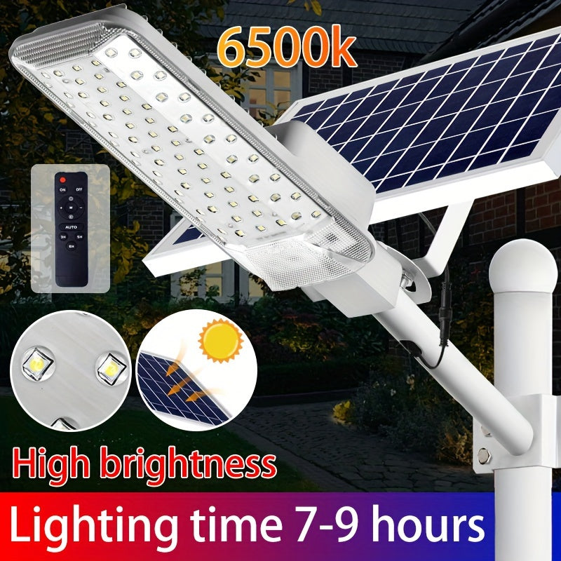 High Power Solar Street Light 6500K with Remote Control, Waterproof, Perfect for Commercial Courtyard Security and Outdoor Lighting