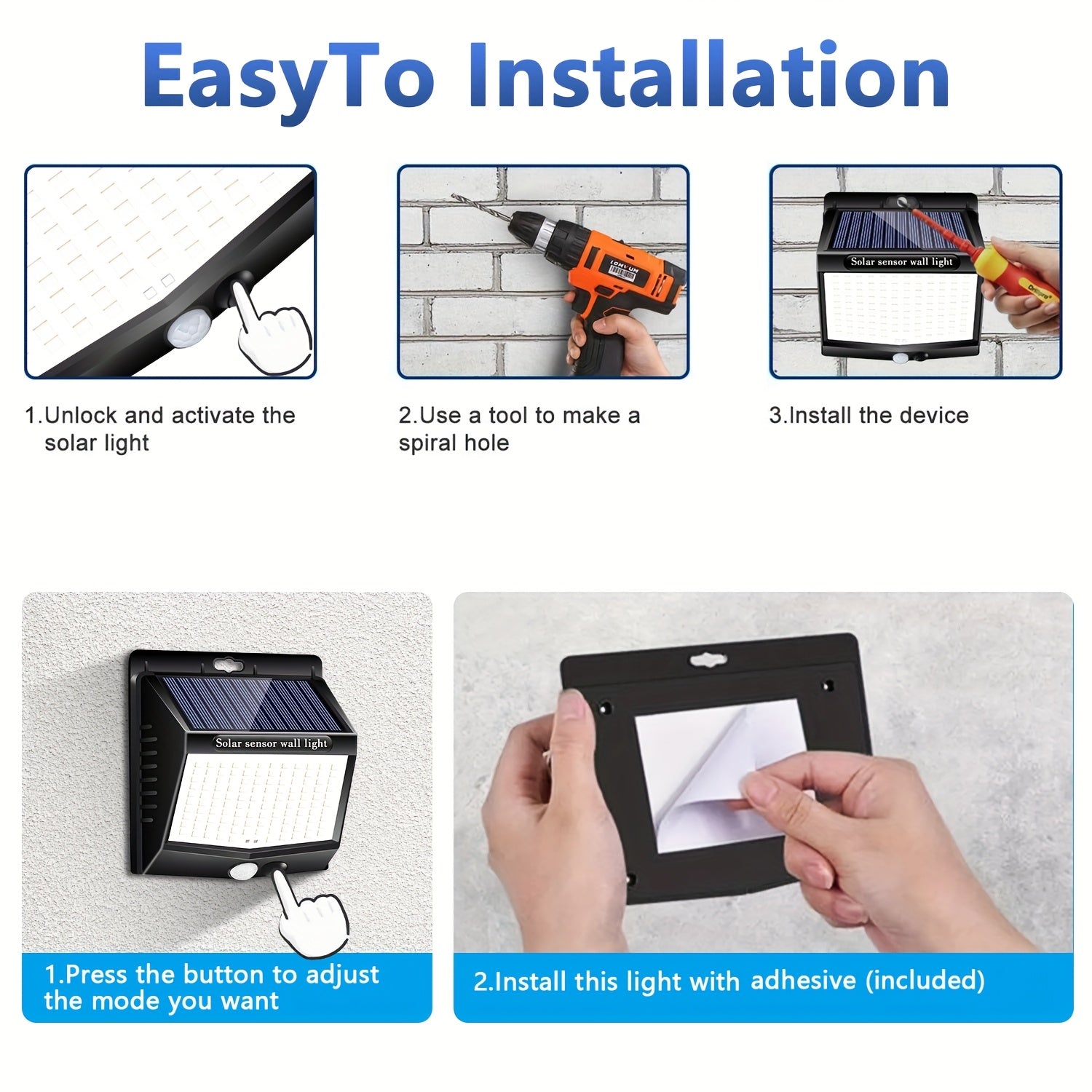1/2/4 Pack Outdoor Solar Street Light, with 118 LEDs, Motion Sensor and Light Sensor Wall Light, IP65, Exterior Wall Light with 3 Modes, Perfect for Courtyard, Garage, Porch and Garden Lighting, LED Smart Night Light, Dusk-to-Dawn Searchlight