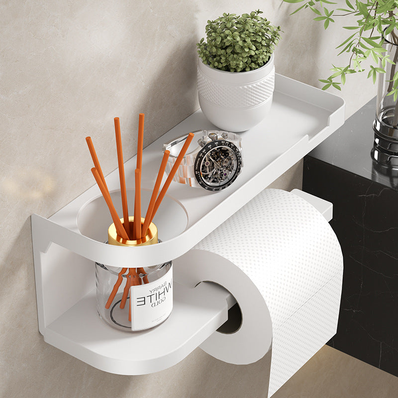 1pc Self-Adhesive Wall Mount Toilet Paper Holder & Bathroom Shelf - Easy Install | Modern Bathroom Decor | Moisture-Resistant, Bathroom Storage & Organizer
