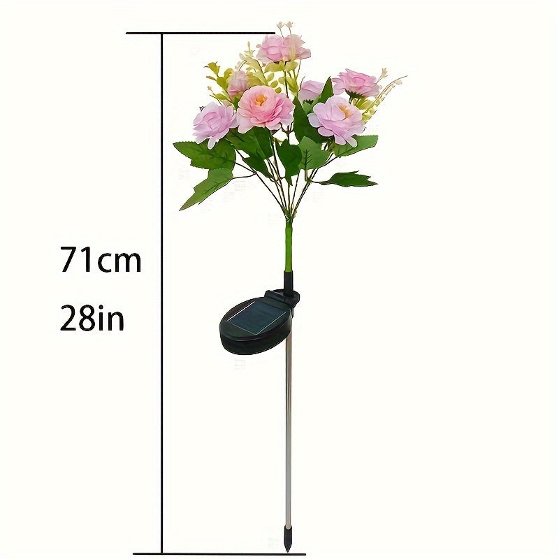 Solar Hibiscus Flower, Outdoor Artificial Flower, 7-Branch LED Light, Courtyard Lawn Light, Halloween, Christmas, Holiday Lawn Decorative Ambient Light