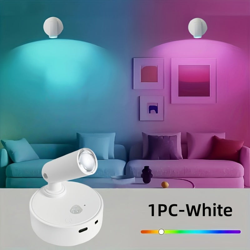 Budget 1-Piece USB-Powered Magnetic LED Spotlight, Adjustable Brightness and Color, Touch Control, 350° Rotation, No-Drilling Installation, Suitable for Indoor Artwork, Painting, Plant Grow Light, Bedroom Bedside, Entryway Ambient Lighting