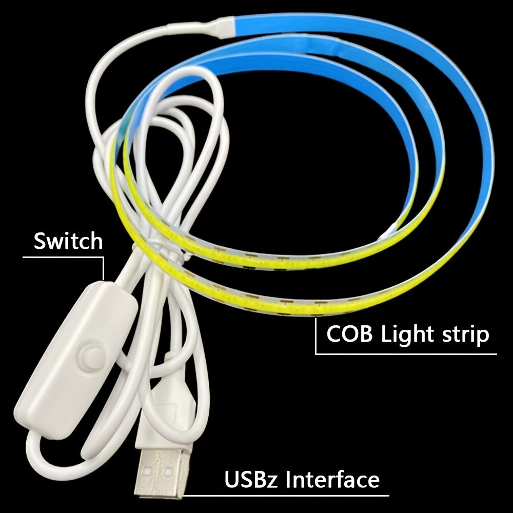 HOTU 2條裝超亮LED COB燈帶，直流5V USB供電，可自由彎曲，節能省電，適用於客廳牆面裝飾補光及背光的多場景照明