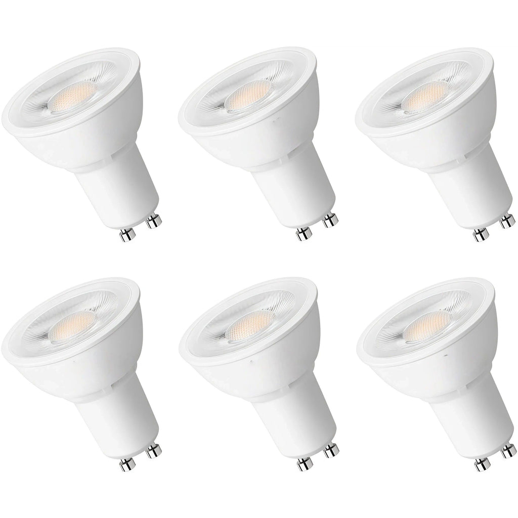 MTC GU10 LED bulb, dimmable GU10 bulb, 5000K daylight white bulb, 5.5W PAR16 LED spotlight bulb, 50W halogen equivalent track bulb, suitable for kitchen, range hood, bedroom, 6-pack