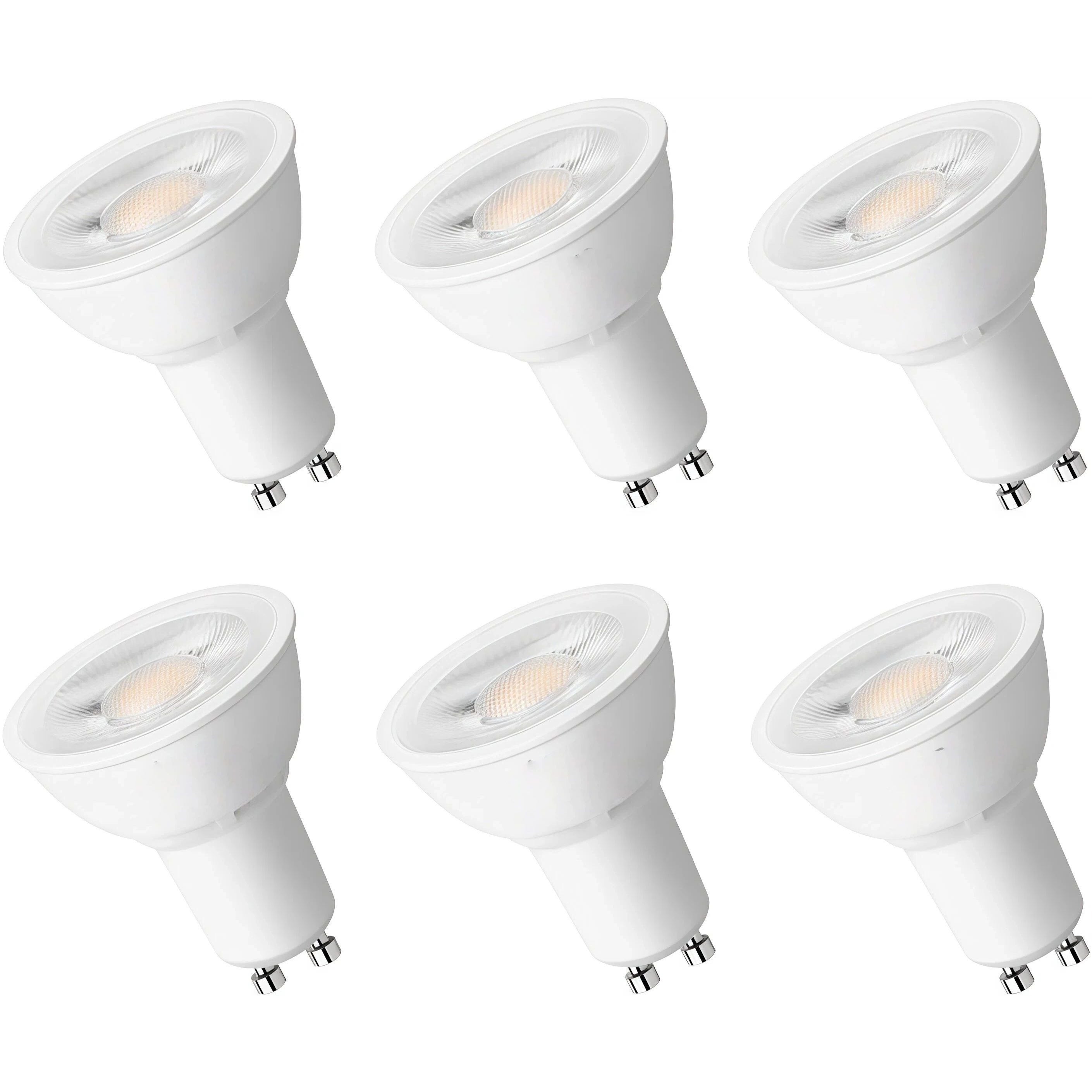 MTC GU10 LED bulb, dimmable GU10 bulb, 5000K daylight white bulb, 5.5W PAR16 LED spotlight bulb, 50W halogen equivalent track bulb, suitable for kitchen, range hood, bedroom, 6-pack