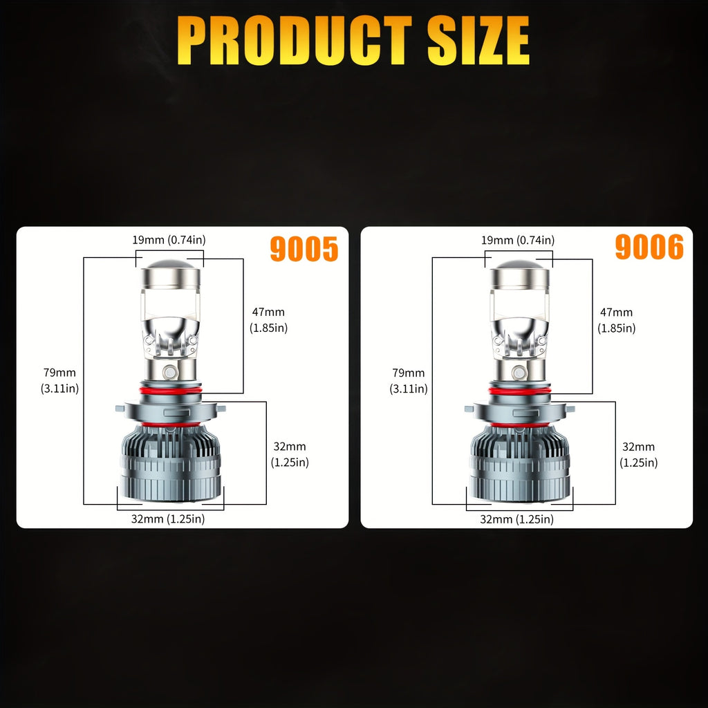 AILEO CAN Bus LED Headlights 9005/9006 with Mini Lens 6000K Super Bright White Light High/Low Beam for Car and Motorcycle