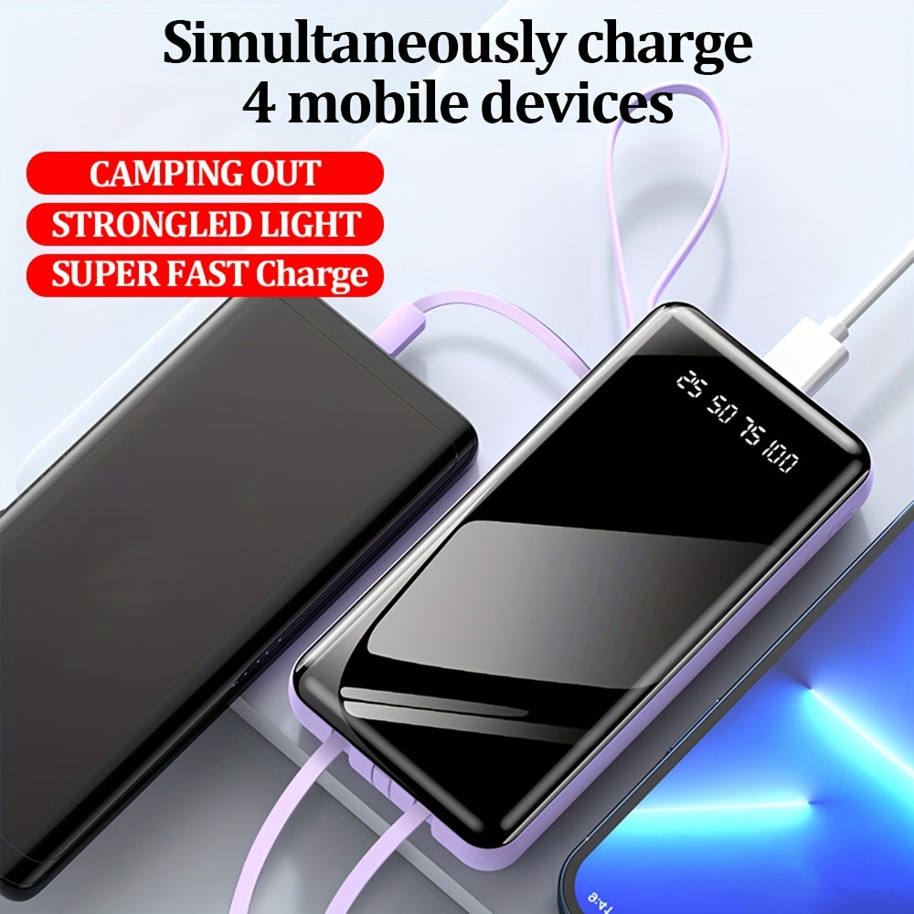 40000mAh/ 50000mAh 電力銀行便攜式充電器 2.1A 快速充電外部電池包電力銀行帶有電纜 LED 燈兼容智能手機，適用於 for iphone、 for iPad、 for Samsung 和市場上大多數智能裝置