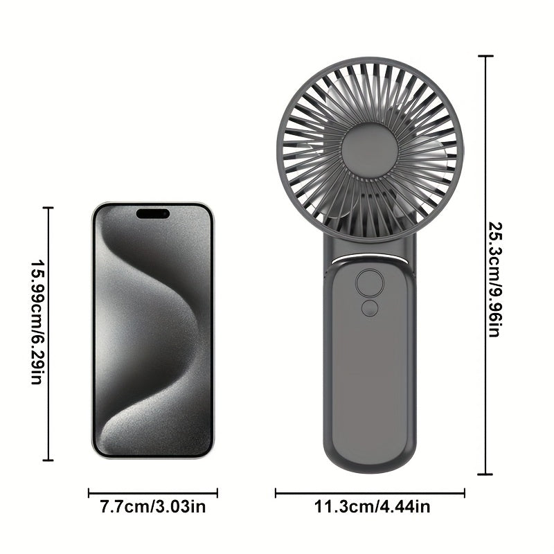 6000mAh Portable Handheld Fan, 180° Foldable 5 Speed Adjustable, 6-22H Working Time, USB Rechargeable Mini Desktop Fan, Foldable Personal Cooling Fan for Travel Summer Outdoor Home Office