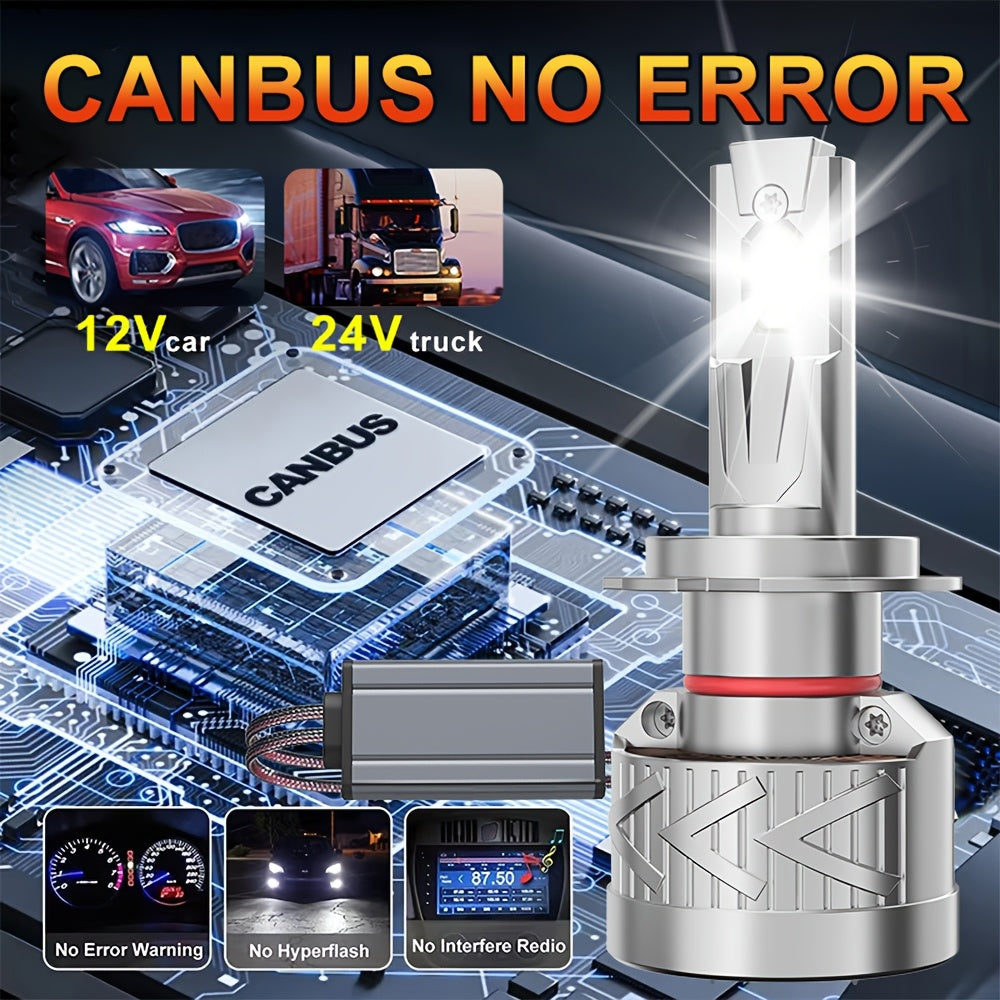 2Pcs LED Headlight Bulbs, Super Bright 320W 6500K White, 9570 CSP Chip, Turbo Cooling Fan and 360° Wide Beam, Compatible with 9005/HB3 9006/HB4 H8/H9/H11, for Car Lighting Upgrade, 12V-24V, 900% Brightness Increase